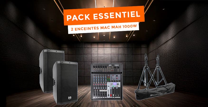 Pack Sonorisation Professionnel Mac Mah AS 115 avec Housses, Supports, Mixeur Promix 8 et Câbles XLR